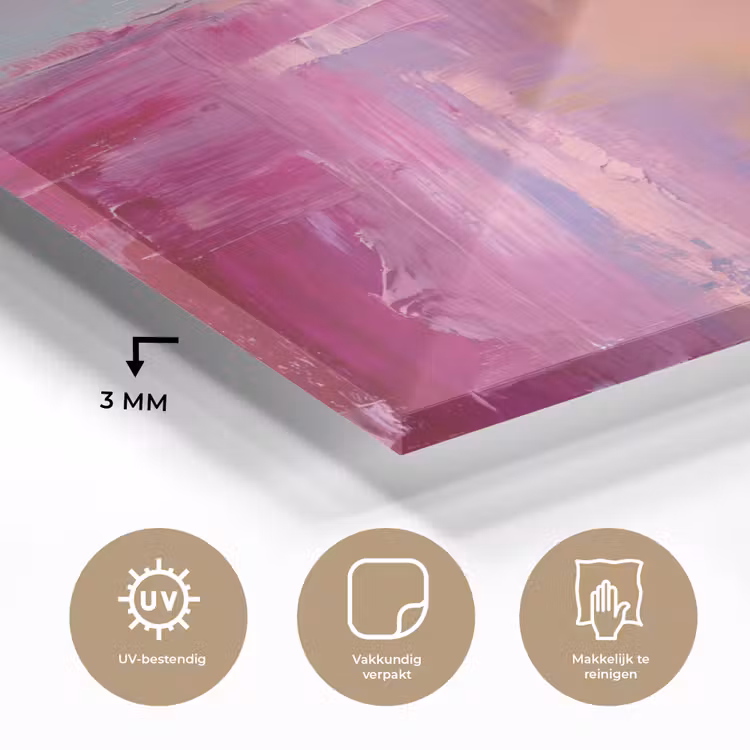 Glas schilderij - Abstract - Kleuren - Modern - Roze — 3