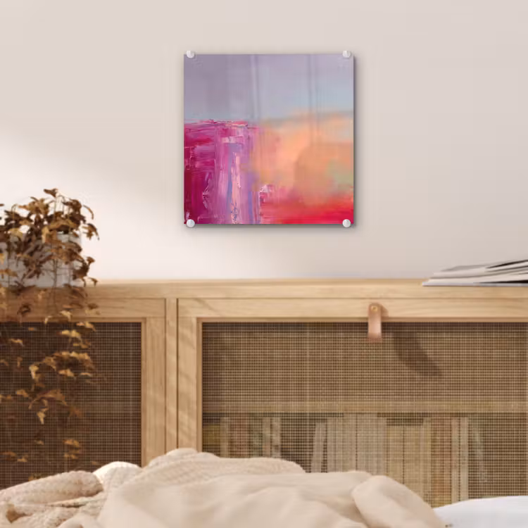 Glas schilderij - Abstract - Kleuren - Modern - Roze — 5