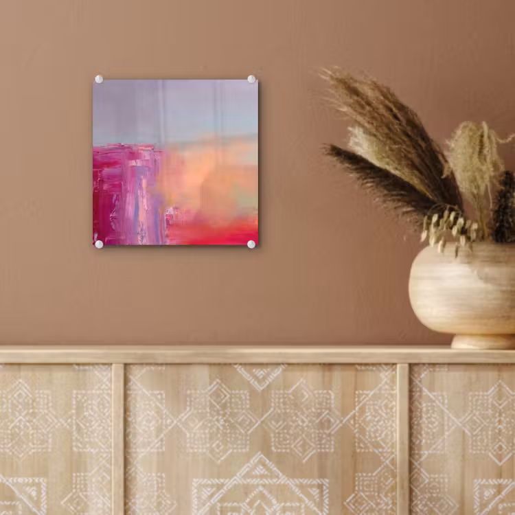 Glas schilderij - Abstract - Kleuren - Modern - Roze — 6