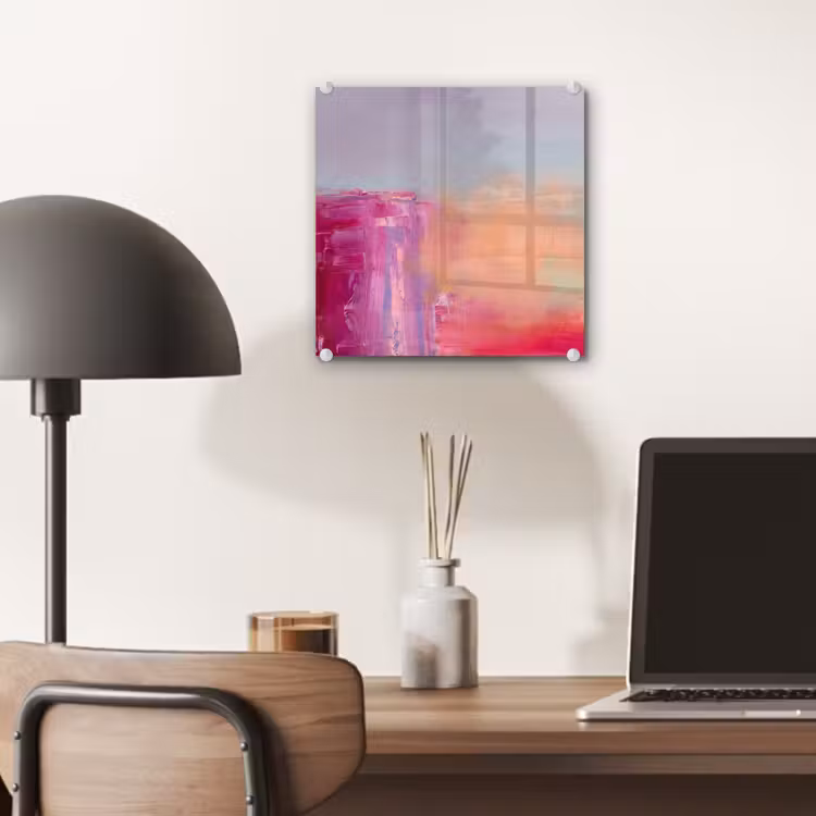 Glas schilderij - Abstract - Kleuren - Modern - Roze — 7
