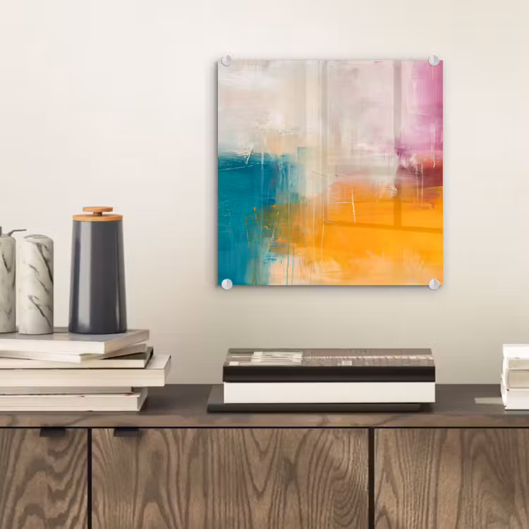 Glas schilderij - Abstract - Kleurrijk - Modern - Kunst - Oranje — 2
