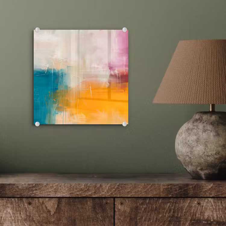 Glas schilderij - Abstract - Kleurrijk - Modern - Kunst - Oranje — 4
