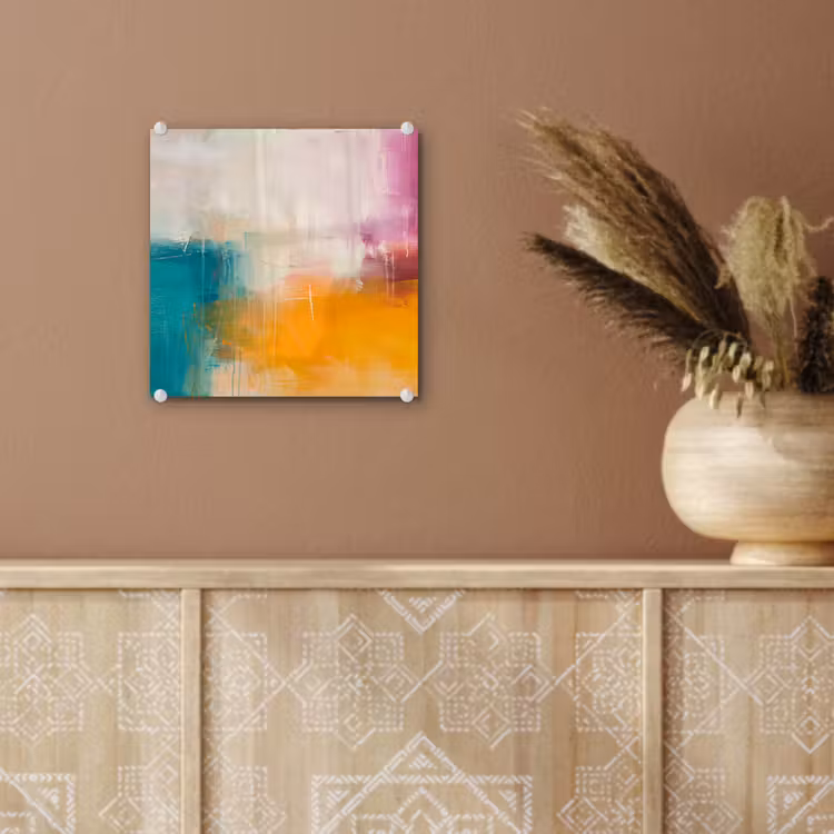 Glas schilderij - Abstract - Kleurrijk - Modern - Kunst - Oranje — 6