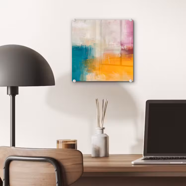 Glas schilderij - Abstract - Kleurrijk - Modern - Kunst - Oranje — 7
