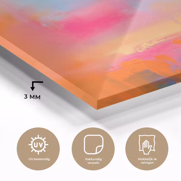 Glas schilderij - Abstract - Kleurvlakken - Modern - Oranje - Blauw — 3