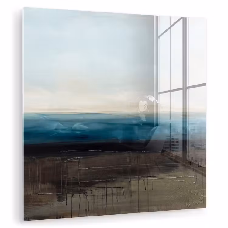Glas schilderij - Abstract - Landschap - Horizon - Blauw - Modern — 1