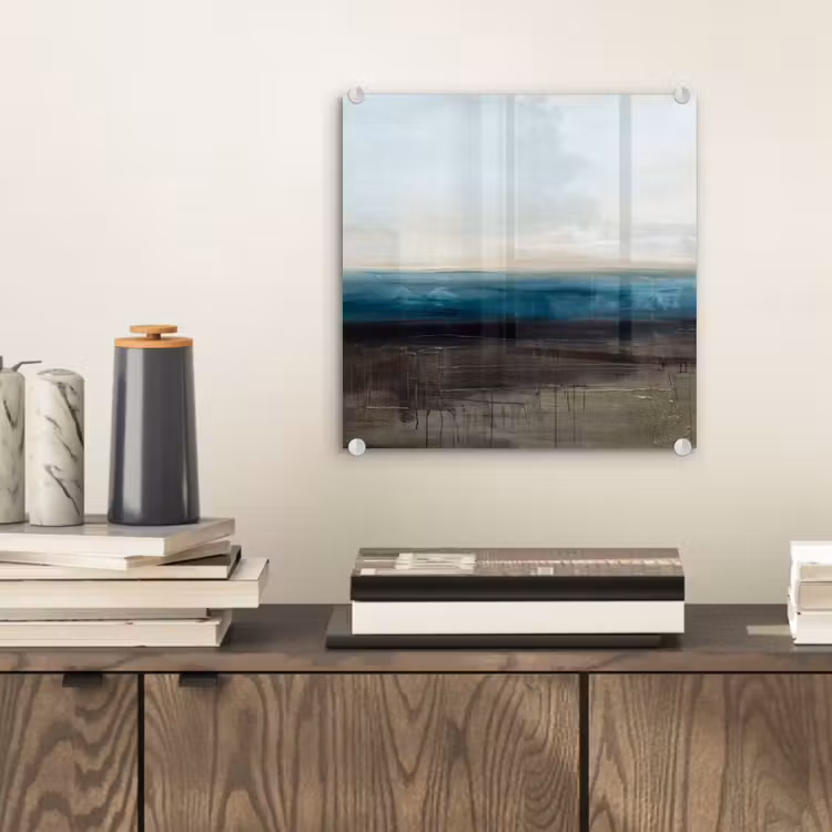 Glas schilderij - Abstract - Landschap - Horizon - Blauw - Modern — 2