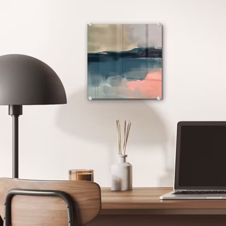 Glas schilderij - Abstract - Landschap - Kunst - Modern - Groen - Blauw — 7