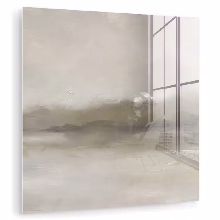 Glas schilderij - Abstract - Landschap - Nevel - Modern - Grijs — 1