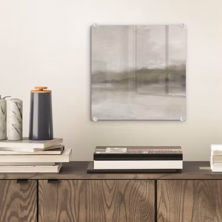 Glas schilderij - Abstract - Landschap - Nevel - Modern - Grijs — 2