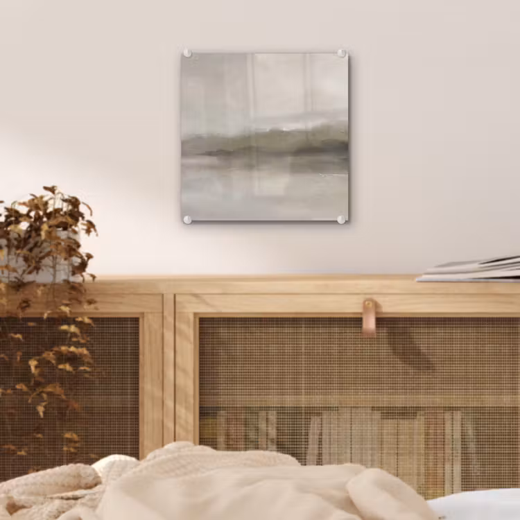 Glas schilderij - Abstract - Landschap - Nevel - Modern - Grijs — 5
