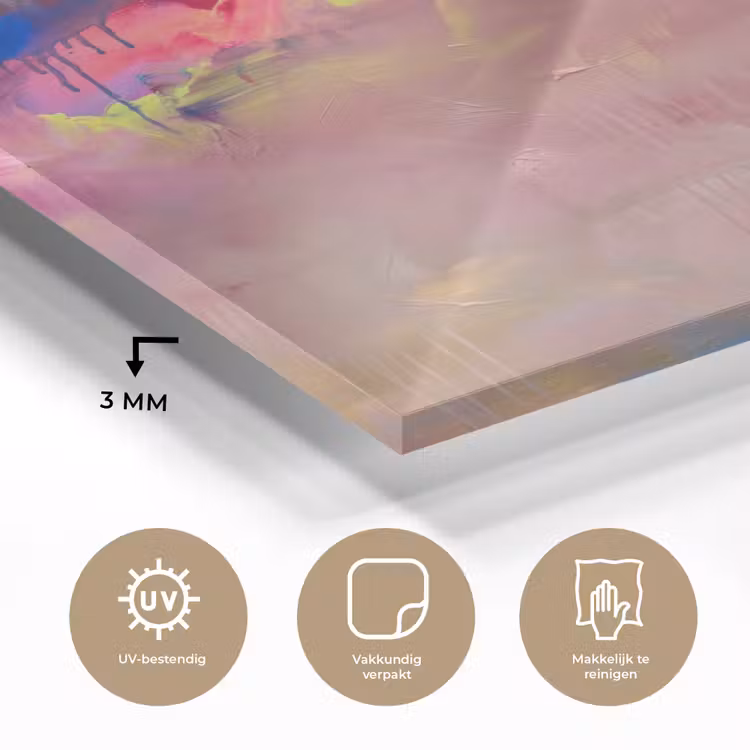 Glas schilderij - Abstract - Textuur - Kleuren - Modern - Roze — 3