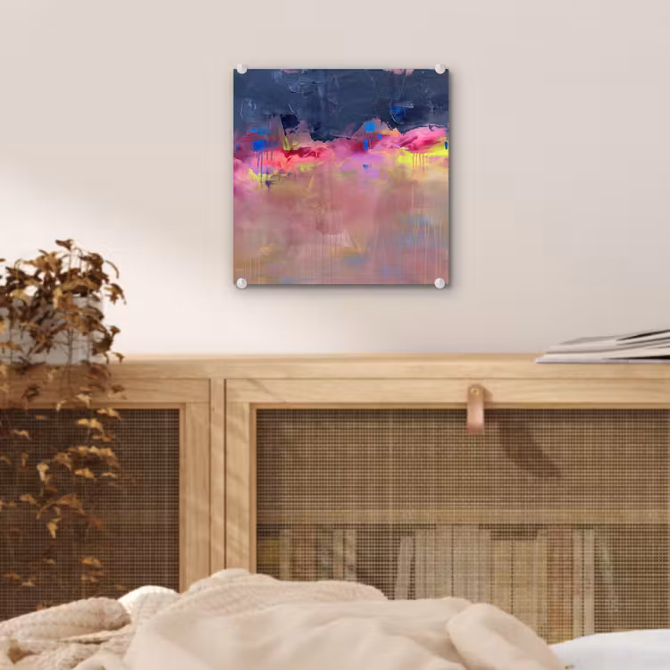 Glas schilderij - Abstract - Textuur - Kleuren - Modern - Roze — 5
