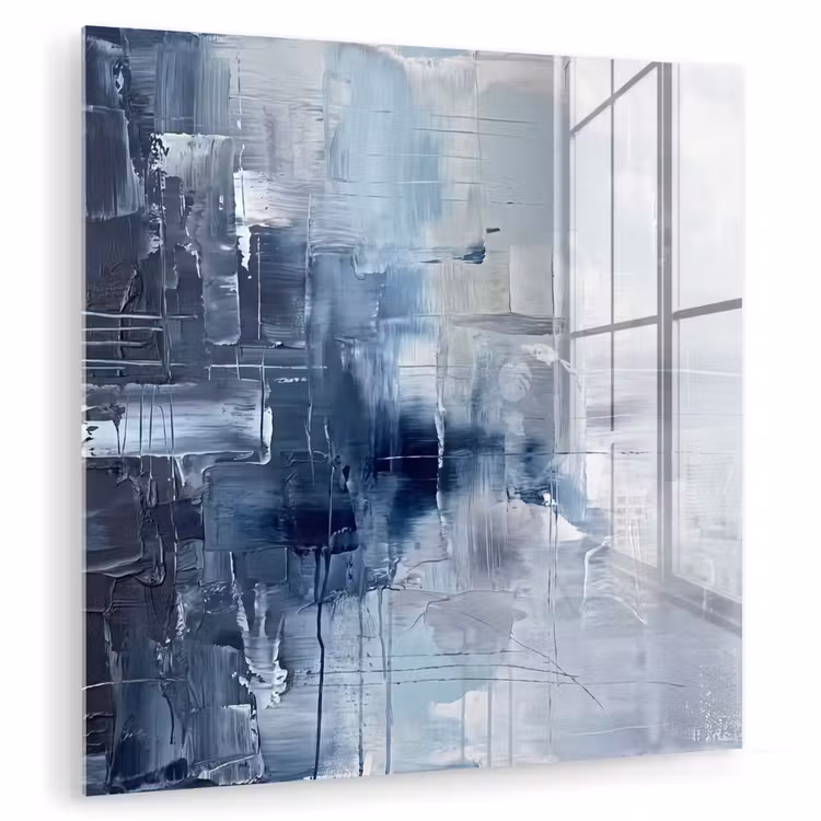 Glas schilderij - Abstract - Textuur - Kunst - Modern - Blauw — 1