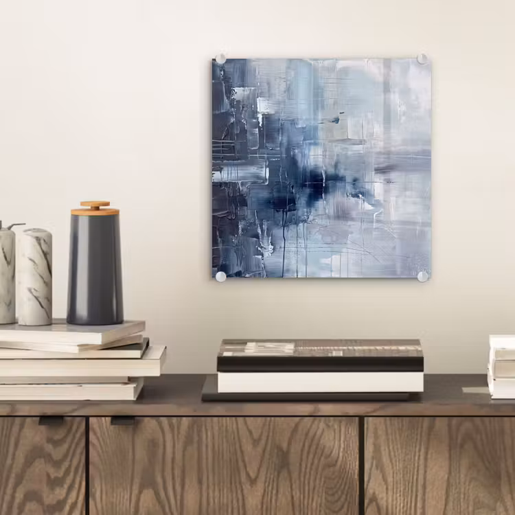 Glas schilderij - Abstract - Textuur - Kunst - Modern - Blauw — 2