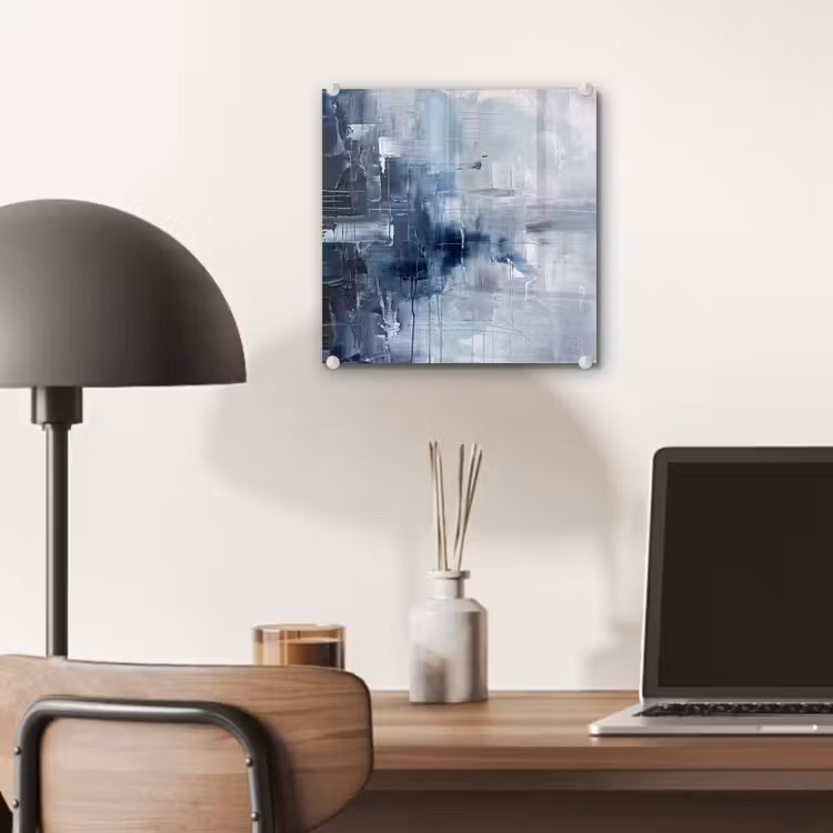Glas schilderij - Abstract - Textuur - Kunst - Modern - Blauw — 7
