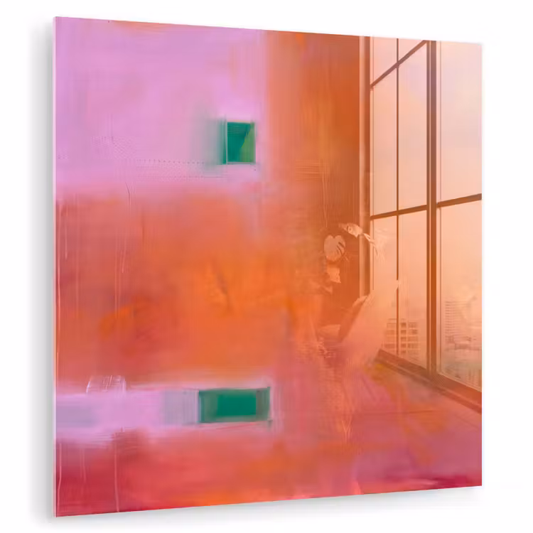 Glas schilderij - Abstract - Vlakken - Kunst - Modern - Oranje — 1