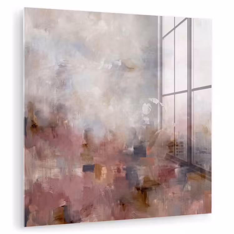 Glas schilderij - Abstract - Vloeiend - Kunst - Modern - Beige — 1