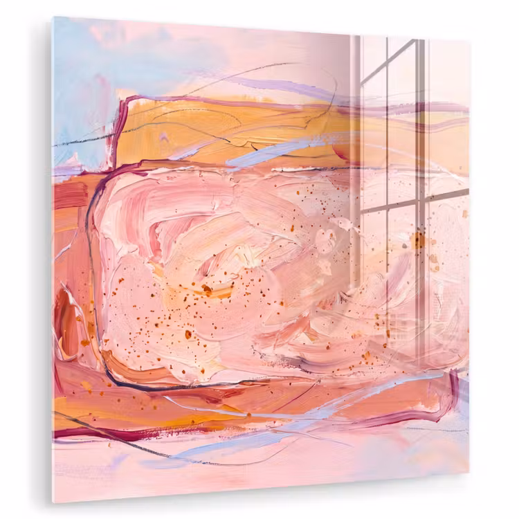 Glas schilderij - Abstract - Vormen - Modern - Roze — 1