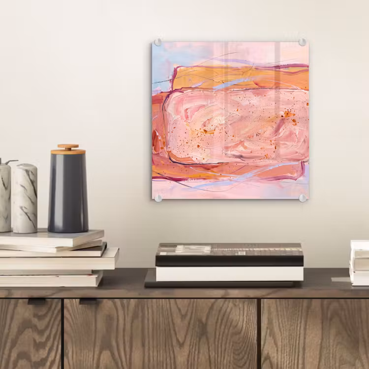 Glas schilderij - Abstract - Vormen - Modern - Roze — 2