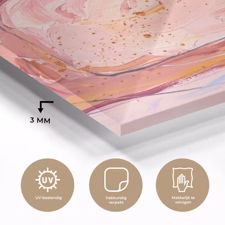 Glas schilderij - Abstract - Vormen - Modern - Roze — 3