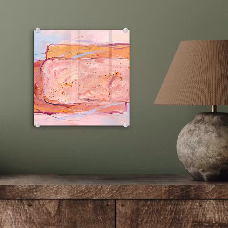 Glas schilderij - Abstract - Vormen - Modern - Roze — 4