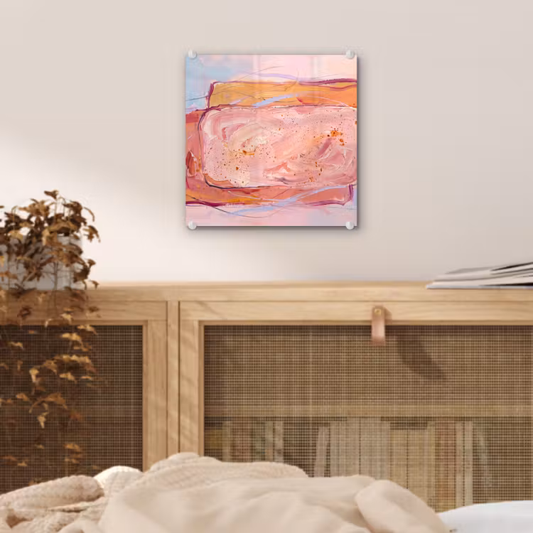 Glas schilderij - Abstract - Vormen - Modern - Roze — 5
