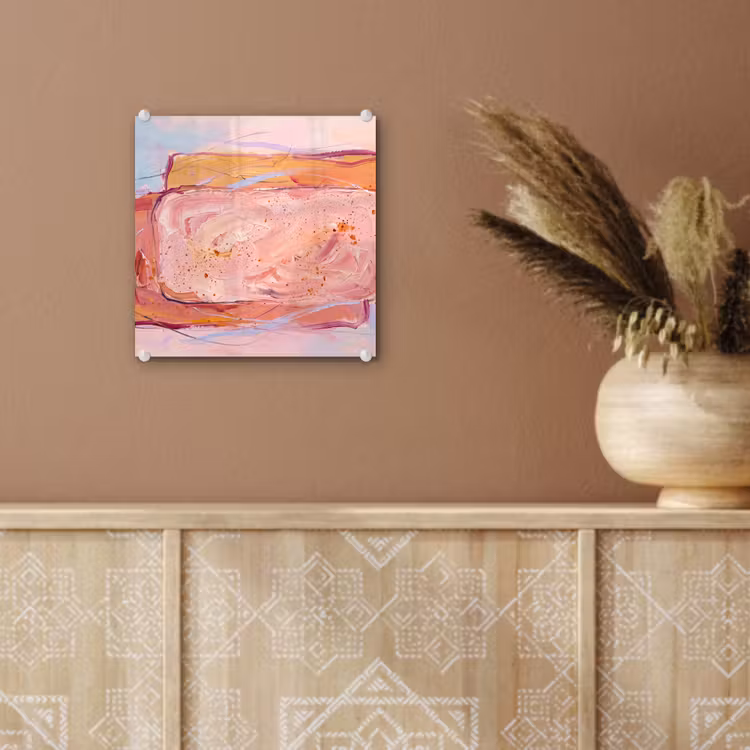 Glas schilderij - Abstract - Vormen - Modern - Roze — 6