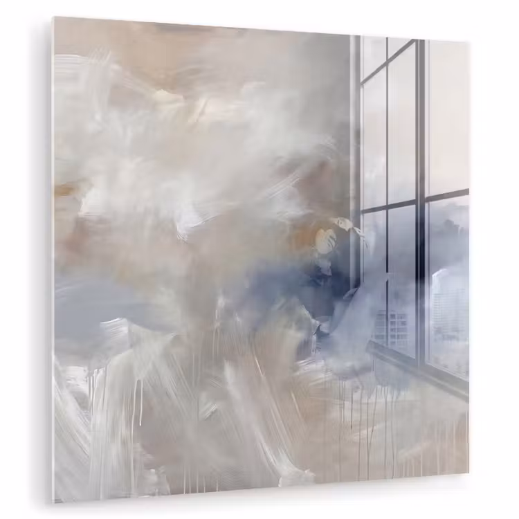 Glas schilderij - Abstract - Wolken - Sfeer - Modern - Beige — 1