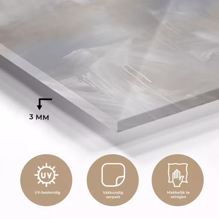 Glas schilderij - Abstract - Wolken - Sfeer - Modern - Beige — 3