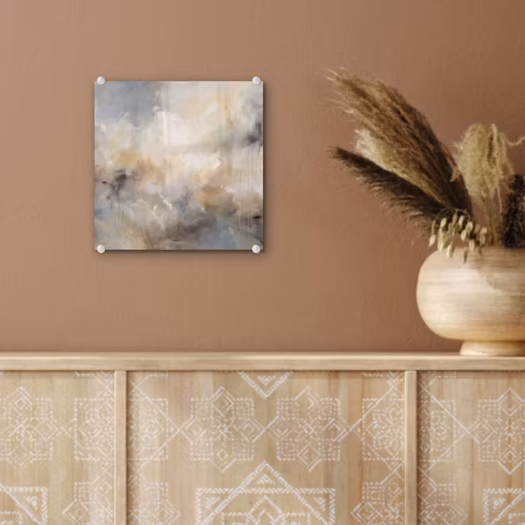Glas schilderij - Abstract - Wolken - Sfeervol - Beige - Grijs — 6
