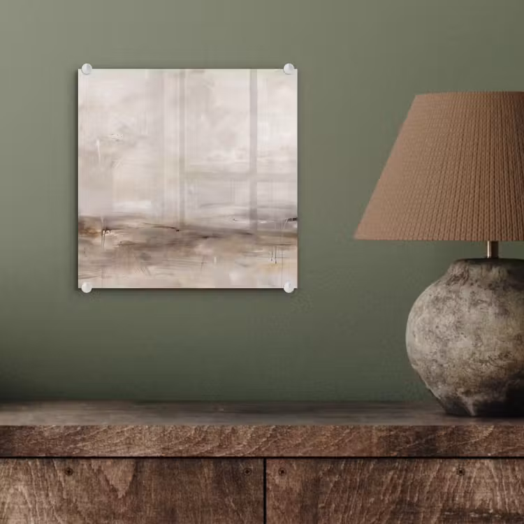 Glas schilderij - Abstrakt - Landschap - Modern - Beige - Kunst — 4