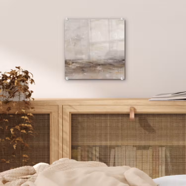 Glas schilderij - Abstrakt - Landschap - Modern - Beige - Kunst — 5