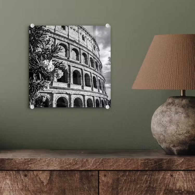 Glas schilderij - Architectuur - Colosseum - Rome - Historisch - Zwart-wit — 4