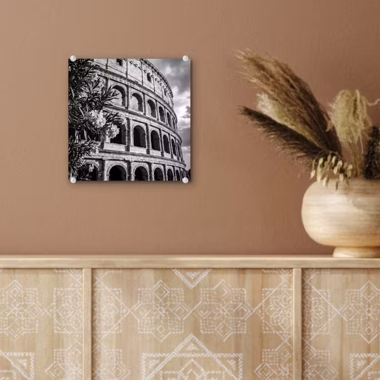 Glas schilderij - Architectuur - Colosseum - Rome - Historisch - Zwart-wit — 6