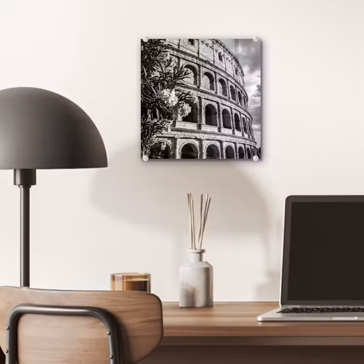 Glas schilderij - Architectuur - Colosseum - Rome - Historisch - Zwart-wit — 7