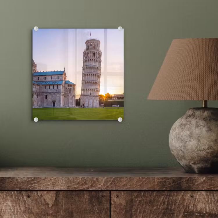Glas schilderij - Architectuur - Toren - Pisa - Italië - Zonsondergang — 4