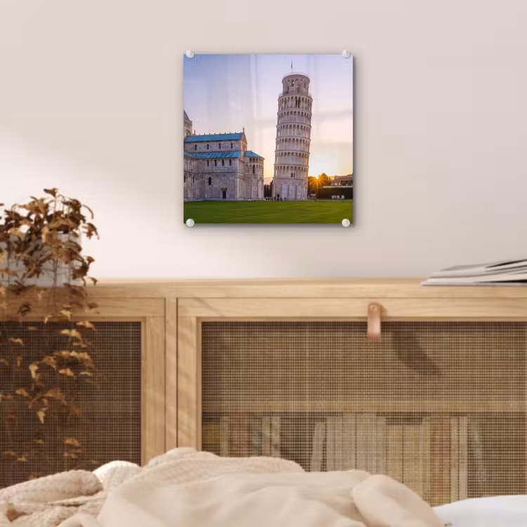 Glas schilderij - Architectuur - Toren - Pisa - Italië - Zonsondergang — 5