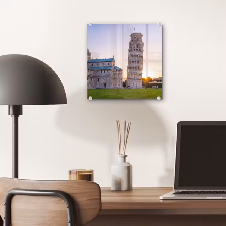 Glas schilderij - Architectuur - Toren - Pisa - Italië - Zonsondergang — 7