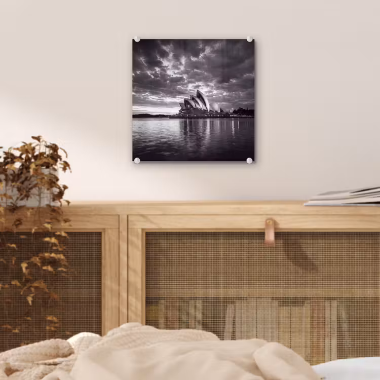 Glas schilderij - Architectuur - Water - Stad - Modern - Zwart-wit — 5