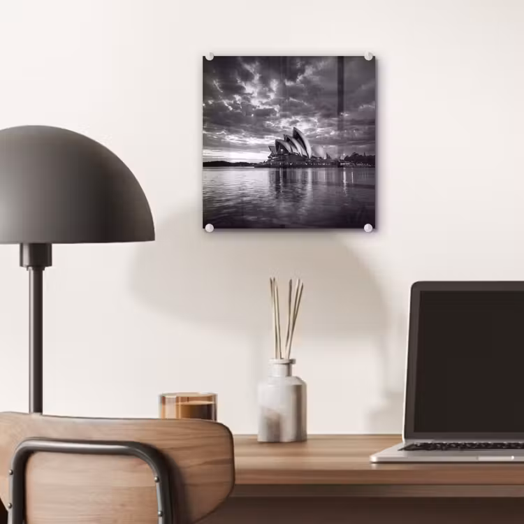 Glas schilderij - Architectuur - Water - Stad - Modern - Zwart-wit — 7