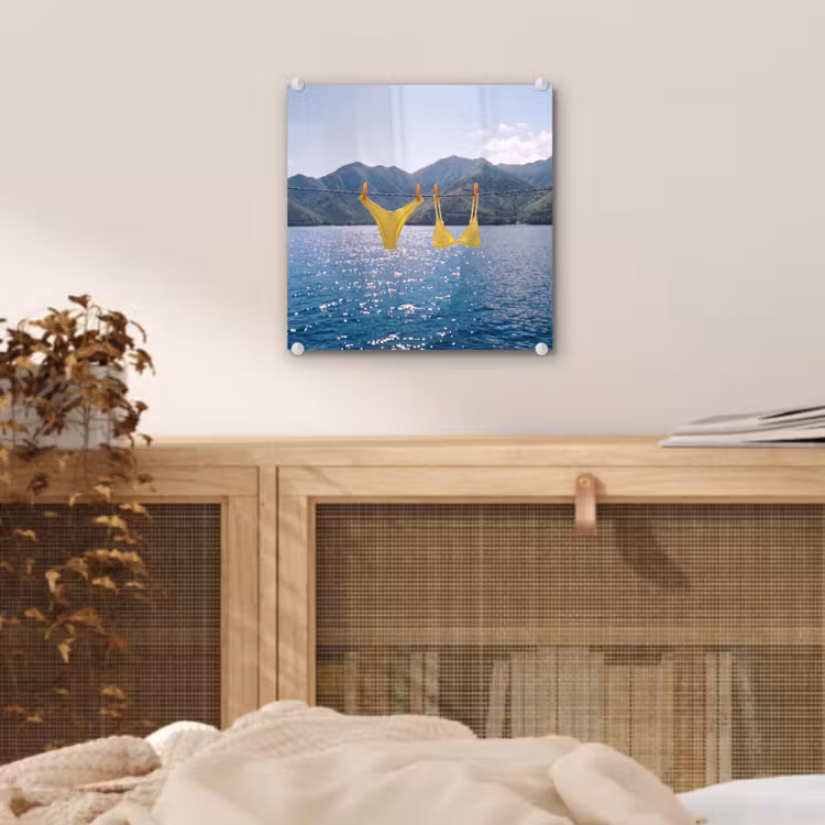 Glas schilderij - Badmode - Bikini - Zee - Bergen - Geel — 5