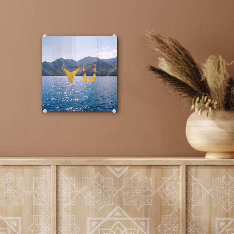 Glas schilderij - Badmode - Bikini - Zee - Bergen - Geel — 6