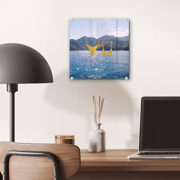 Glas schilderij - Badmode - Bikini - Zee - Bergen - Geel — 7