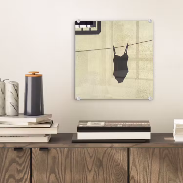 Glas schilderij - Badpak - Schaduw - Muur - Zomer - Minimalistisch — 2