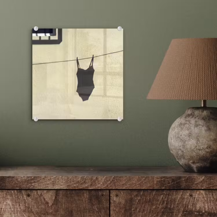 Glas schilderij - Badpak - Schaduw - Muur - Zomer - Minimalistisch — 4