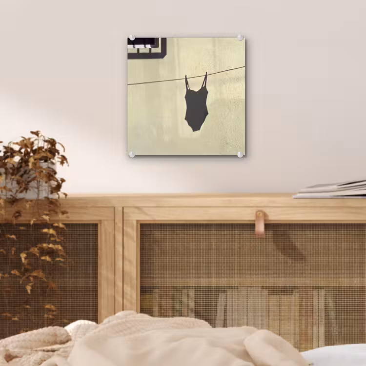 Glas schilderij - Badpak - Schaduw - Muur - Zomer - Minimalistisch — 5