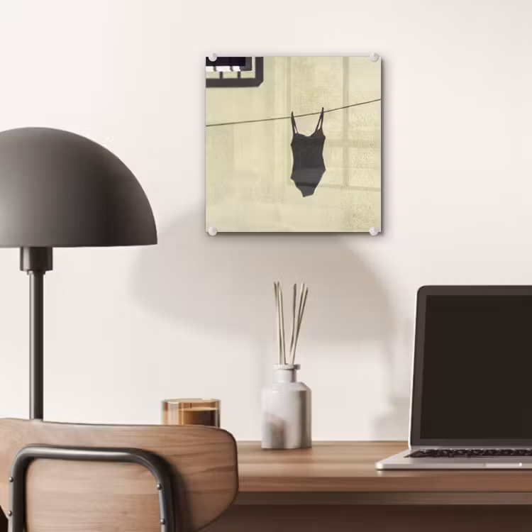 Glas schilderij - Badpak - Schaduw - Muur - Zomer - Minimalistisch — 7