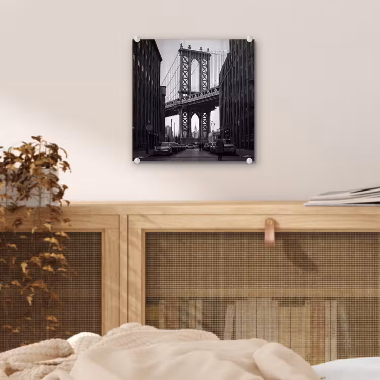 Glas schilderij - Brug - Stad - Architectuur - Modern - Zwart-wit — 5