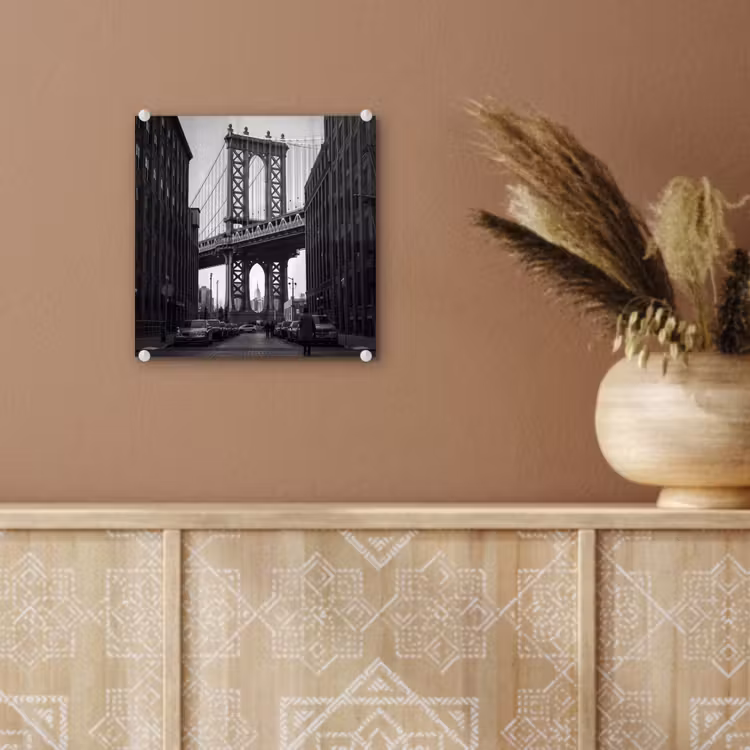 Glas schilderij - Brug - Stad - Architectuur - Modern - Zwart-wit — 6